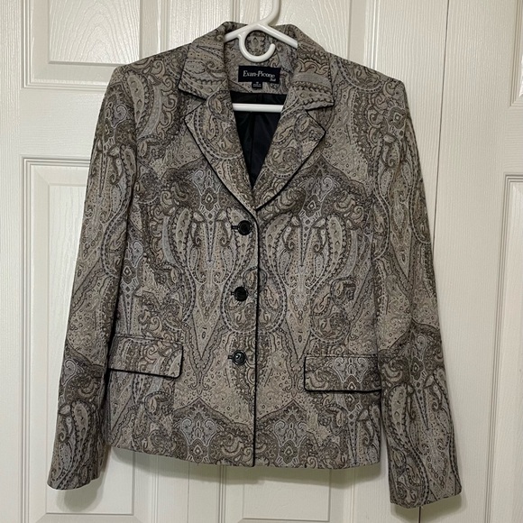 Evan Picone Women's Paisley Blazer - Black and Gray - Picture 1 of 7